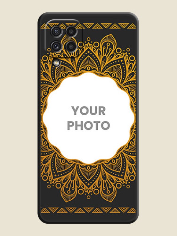 Custom Round Image with Floral Design on Photo on Space Black Soft Matte Mobile Cover - Galaxy A22 4G - alternate view