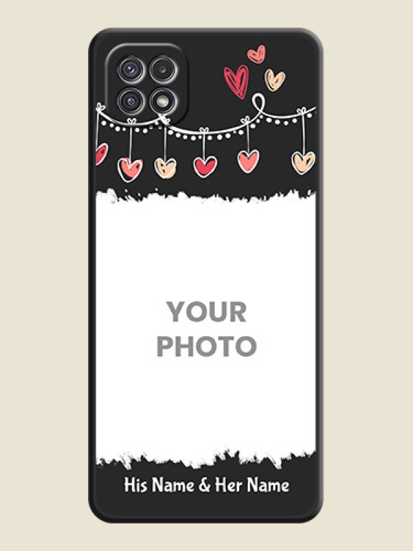 Custom Pink Love Hangings with Name on Space Black Custom Soft Matte Phone Cases - Galaxy A22 5G - alternate view