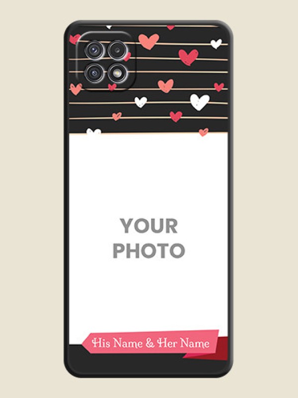 Custom Love Pattern with Name on Pink Ribbon  on Photo on Space Black Soft Matte Back Cover - Galaxy A22 5G - alternate view