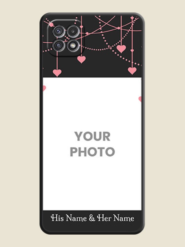 Custom Pink Love Hangings with Text on Space Black Custom Soft Matte Back Cover - Galaxy A22 5G - alternate view