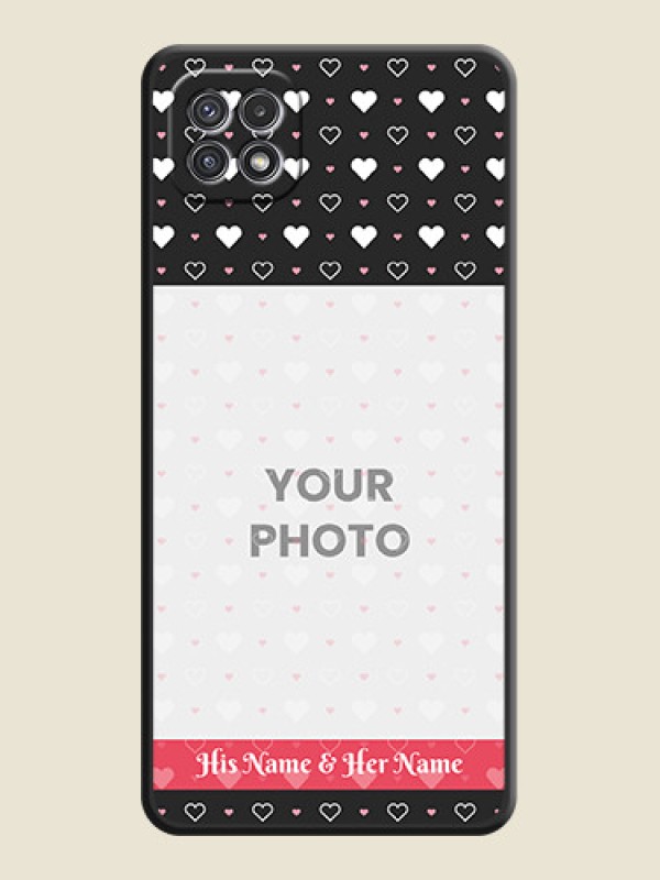 Custom White Color Love Symbols with Text Design on Photo on Space Black Soft Matte Phone Cover - Galaxy A22 5G - alternate view
