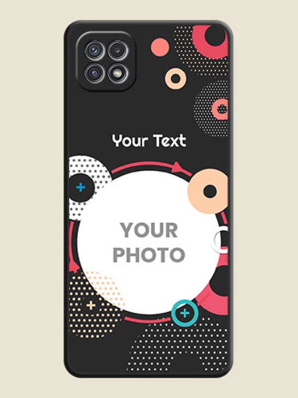 Custom Multicoloured Round Image on Personalised Space Black Soft Matte Cases - Galaxy A22 5G - alternate view