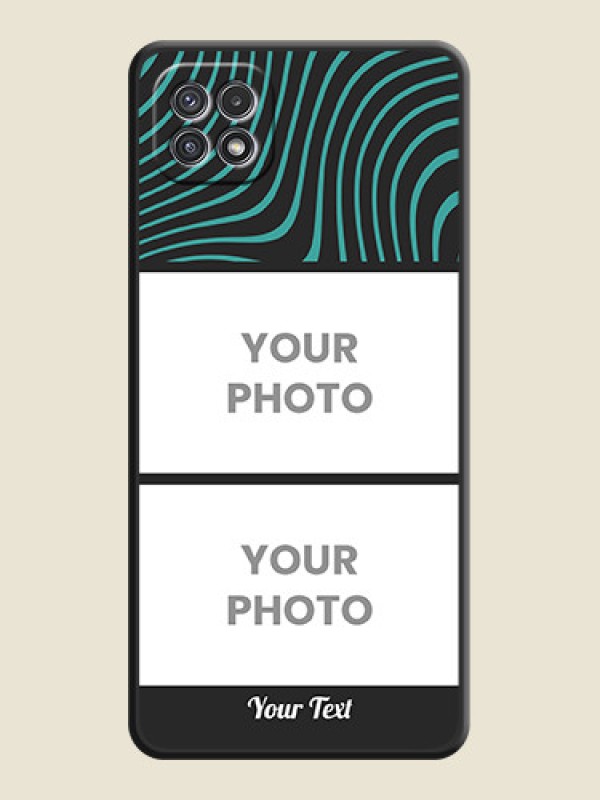 Custom Wave Pattern with 2 Image Holder on Space Black Personalized Soft Matte Phone Covers - Galaxy A22 5G - alternate view