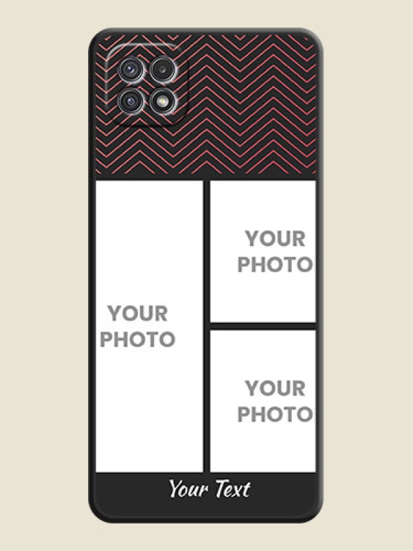 Custom Wave Pattern with 3 Image Holder on Space Black Custom Soft Matte Back Cover - Galaxy A22 5G - alternate view