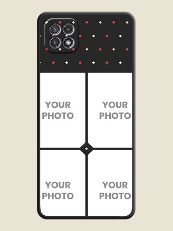 Custom Multicolor Dotted Pattern with 4 Image Holder on Space Black Custom Soft Matte Phone Cases - Galaxy A22 5G - alternate view