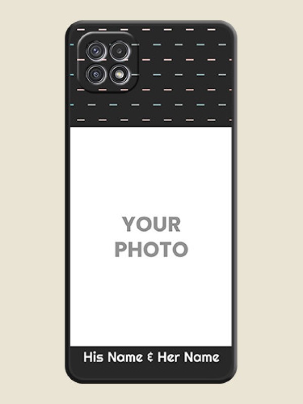 Custom Line Pattern Design with Text on Space Black Custom Soft Matte Phone Back Cover - Galaxy A22 5G - alternate view