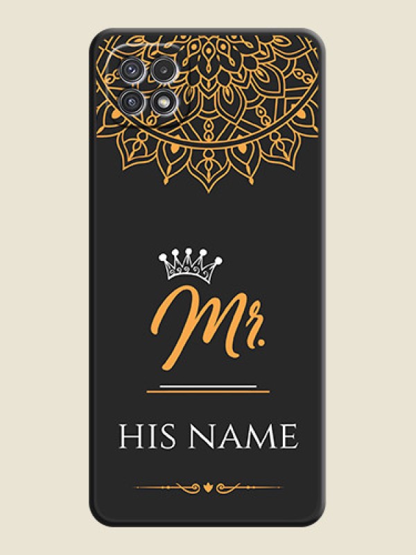 Custom Mr Name with Floral Design  on Personalised Space Black Soft Matte Cases - Galaxy A22 5G - alternate view