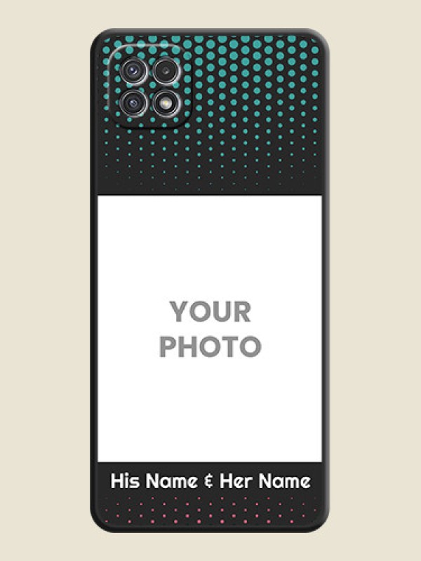 Custom Faded Dots with Grunge Photo Frame and Text on Space Black Custom Soft Matte Phone Cases - Galaxy A22 5G - alternate view
