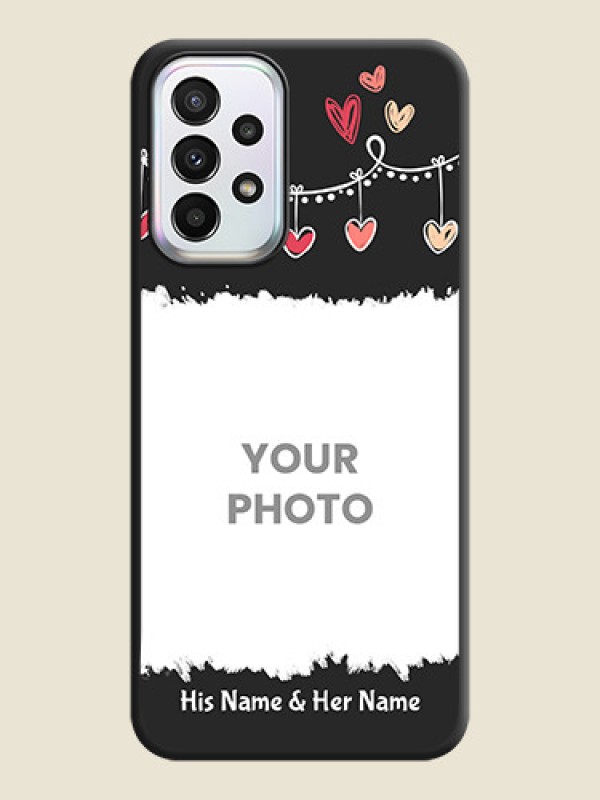 Custom Pink Love Hangings with Name on Space Black Custom Soft Matte Phone Cases - Galaxy A23 - alternate view