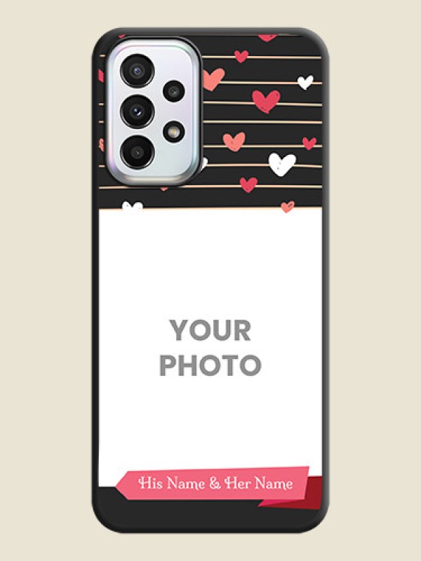 Custom Love Pattern with Name on Pink Ribbon  on Photo on Space Black Soft Matte Back Cover - Galaxy A23 - alternate view