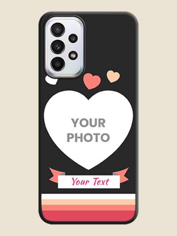 Custom Love Shaped Photo with Colorful Stripes on Personalised Space Black Soft Matte Cases - Galaxy A23 - alternate view