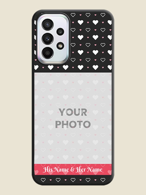 Custom White Color Love Symbols with Text Design on Photo on Space Black Soft Matte Phone Cover - Galaxy A23 - alternate view