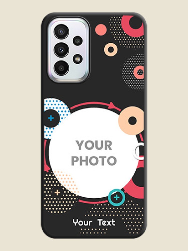 Custom Multicoloured Round Image on Personalised Space Black Soft Matte Cases - Galaxy A23 - alternate view