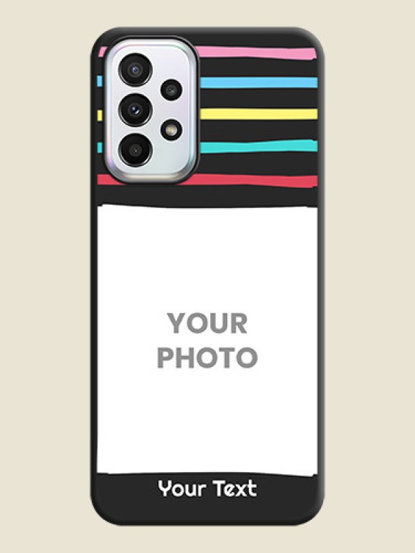 Custom Multicolor Lines with Image on Space Black Personalized Soft Matte Phone Covers - Galaxy A23 - alternate view
