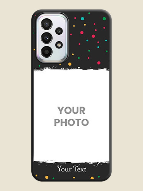 Custom Multicolor Dotted Pattern with Text on Space Black Custom Soft Matte Phone Back Cover - Galaxy A23 - alternate view
