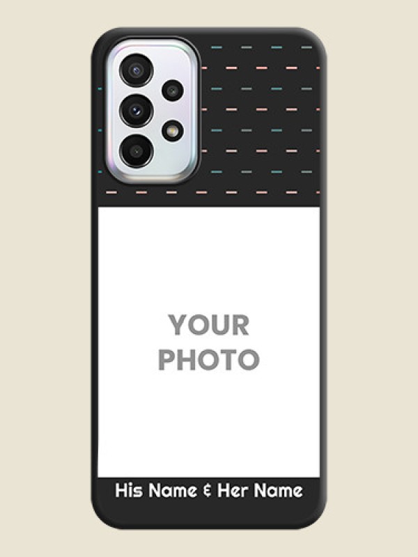 Custom Line Pattern Design with Text on Space Black Custom Soft Matte Phone Back Cover - Galaxy A23 - alternate view