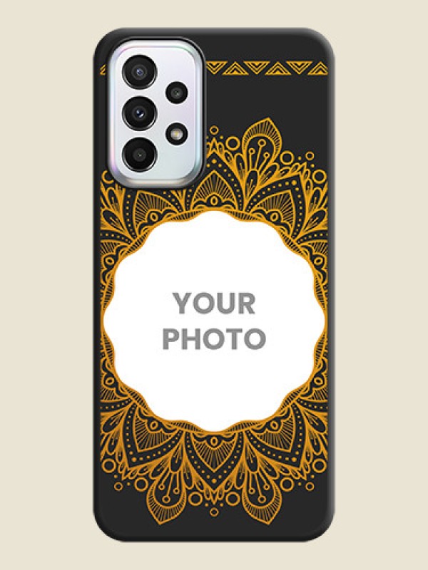 Custom Round Image with Floral Design on Photo on Space Black Soft Matte Mobile Cover - Galaxy A23 - alternate view