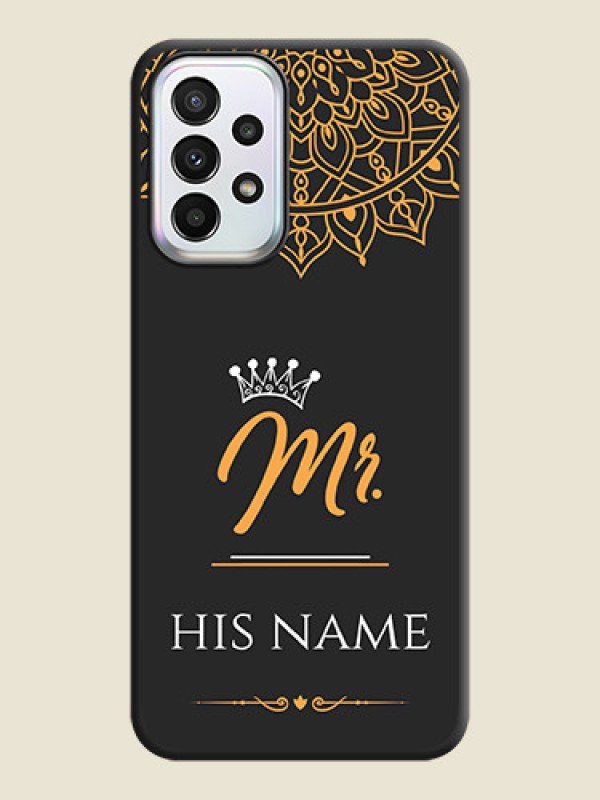 Custom Mr Name with Floral Design  on Personalised Space Black Soft Matte Cases - Galaxy A23 - alternate view