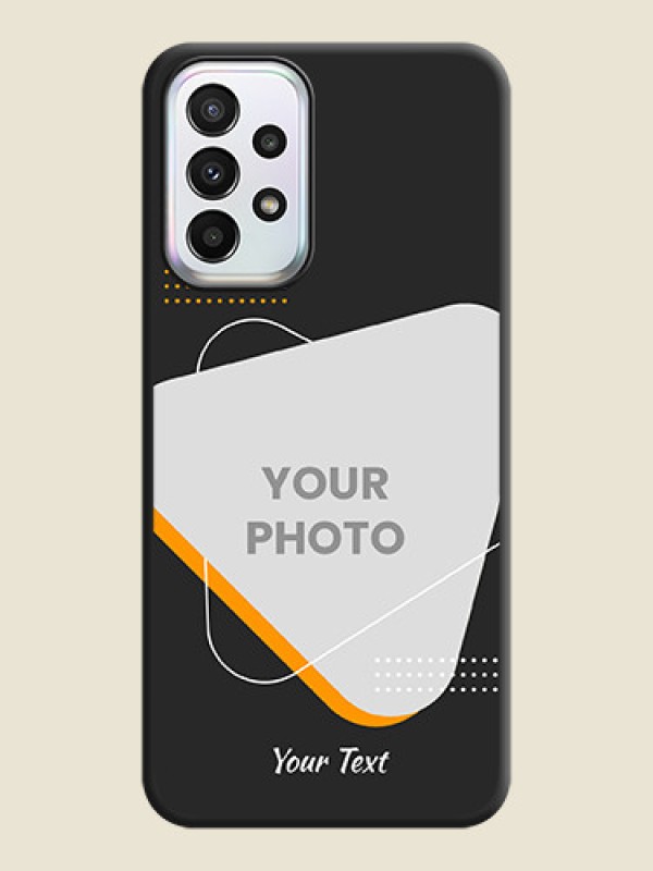Custom Yellow Triangle on Photo on Space Black Soft Matte Phone Cover - Galaxy A23 - alternate view