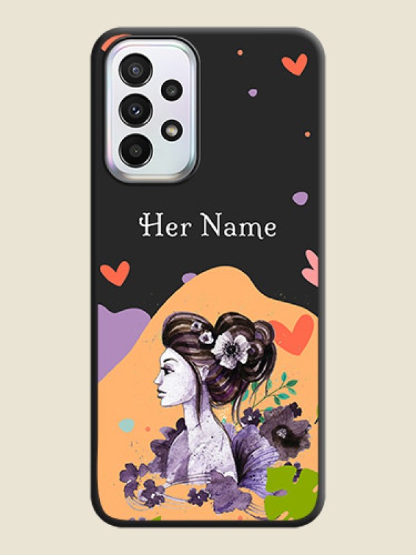 Custom Namecase For Her With Fancy Lady Image On Space Black Personalized Soft Matte Phone Covers -Samsung Galaxy A23 5G - alternate view