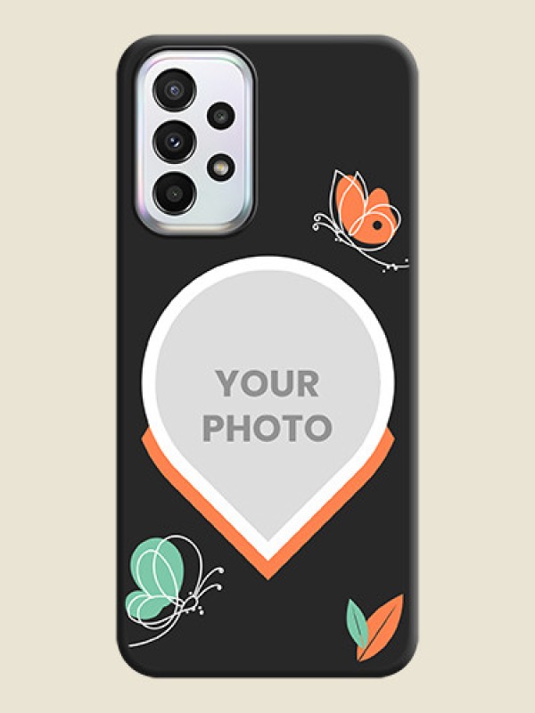 Custom Upload Pic With Simple Butterly Design On Space Black Personalized Soft Matte Phone Covers -Samsung Galaxy A23 5G - alternate view
