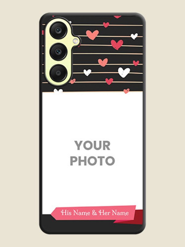 Custom Love Pattern with Name on Pink Ribbon - Photo on Space Black Soft Matte Back Cover - Galaxy A25 5G - alternate view