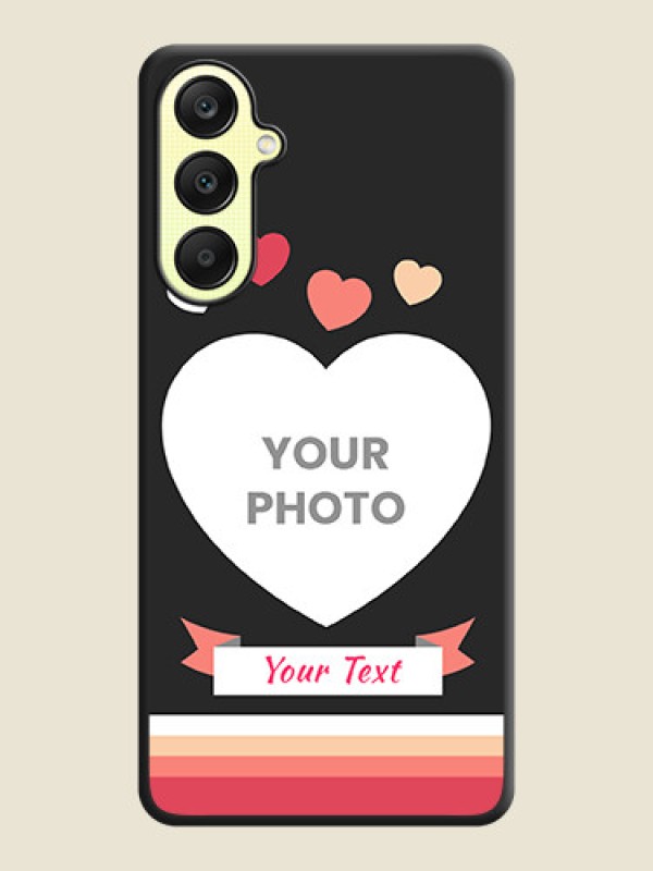 Custom Love Shaped Photo with Colorful Stripes on Personalised Space Black Soft Matte Cases - Galaxy A25 5G - alternate view