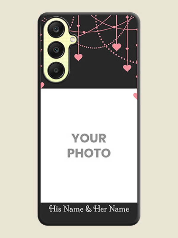Custom Pink Love Hangings with Text on Space Black Custom Soft Matte Back Cover - Galaxy A25 5G - alternate view