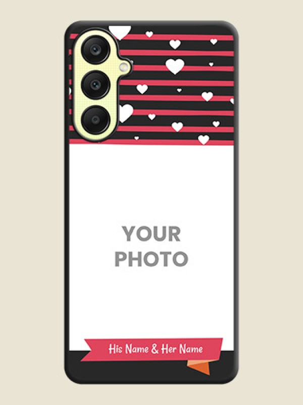 Custom White Color Love Symbols with Pink Lines Pattern on Space Black Custom Soft Matte Phone Cases - Galaxy A25 5G - alternate view