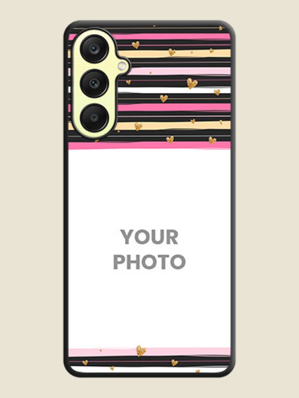 Custom Multicolor Lines and Golden Love Symbols Design - Photo on Space Black Soft Matte Mobile Cover - Galaxy A25 5G - alternate view