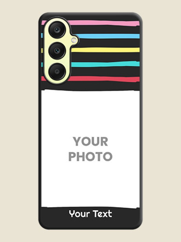 Custom Multicolor Lines with Image on Space Black Personalized Soft Matte Phone Covers - Galaxy A25 5G - alternate view