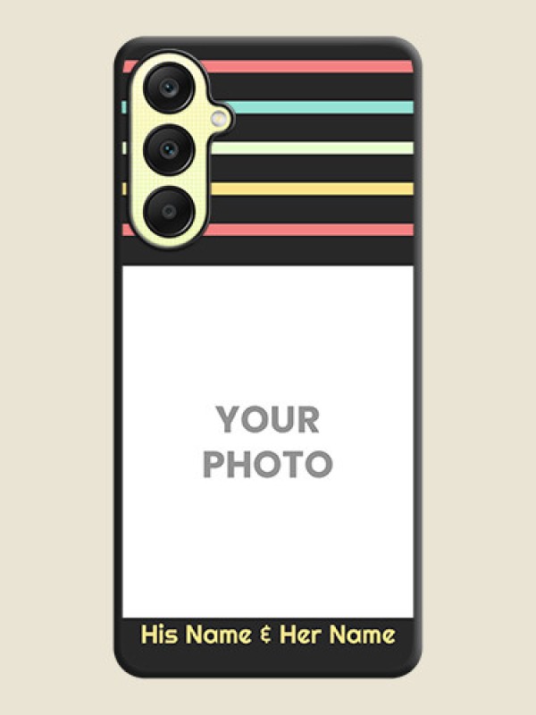 Custom Color Stripes with Photo and Text - Photo on Space Black Soft Matte Mobile Case - Galaxy A25 5G - alternate view