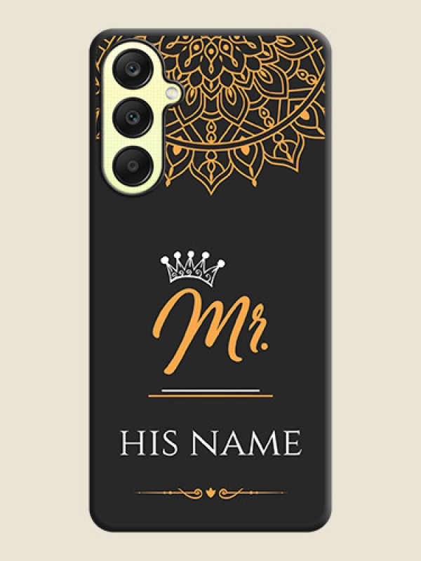 Custom Mr Name with Floral Design on Personalised Space Black Soft Matte Cases - Galaxy A25 5G - alternate view