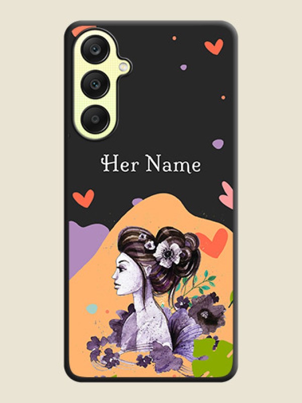 Custom Namecase For Her With Fancy Lady Image On Space Black Personalized Soft Matte Phone Covers - Galaxy A25 5G - alternate view