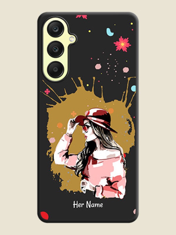 Custom Mordern Lady With Color Splash Background With Custom Text On Space Black Personalized Soft Matte Phone Covers - Galaxy A25 5G - alternate view