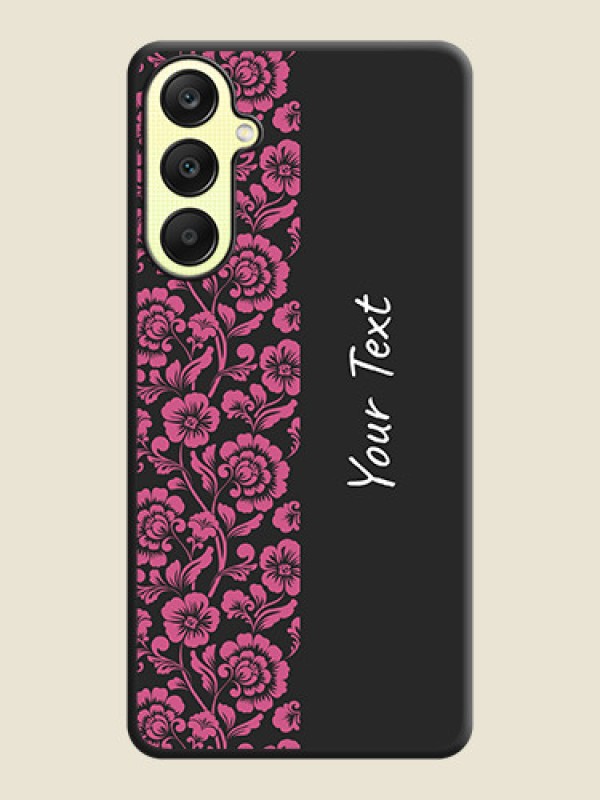 Custom Pink Floral Pattern Design With Custom Text On Space Black Personalized Soft Matte Phone Covers - Galaxy A25 5G - alternate view