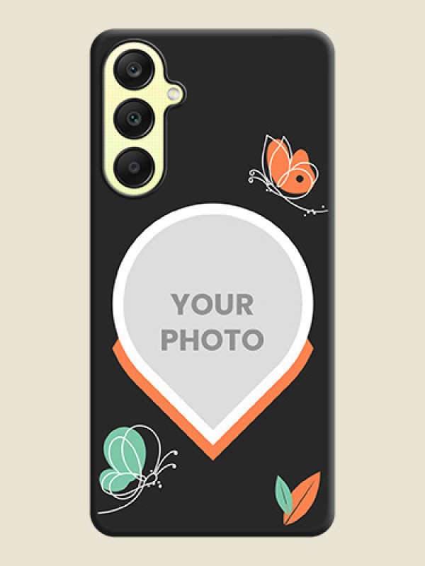 Custom Upload Pic With Simple Butterly Design On Space Black Personalized Soft Matte Phone Covers - Galaxy A25 5G - alternate view