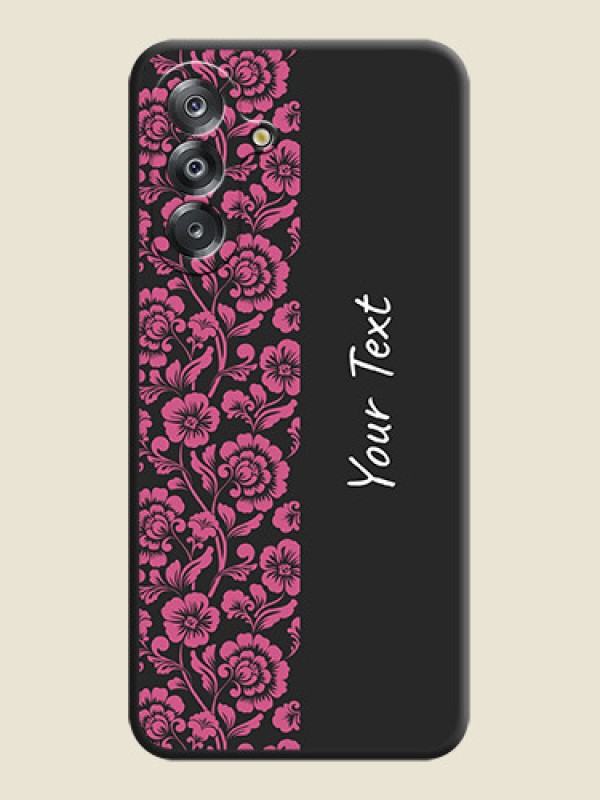Custom Pink Floral Pattern Design With Custom Text On Space Black Custom Soft Matte Mobile Back Cover - Samsung Galaxy A26 5G - alternate view