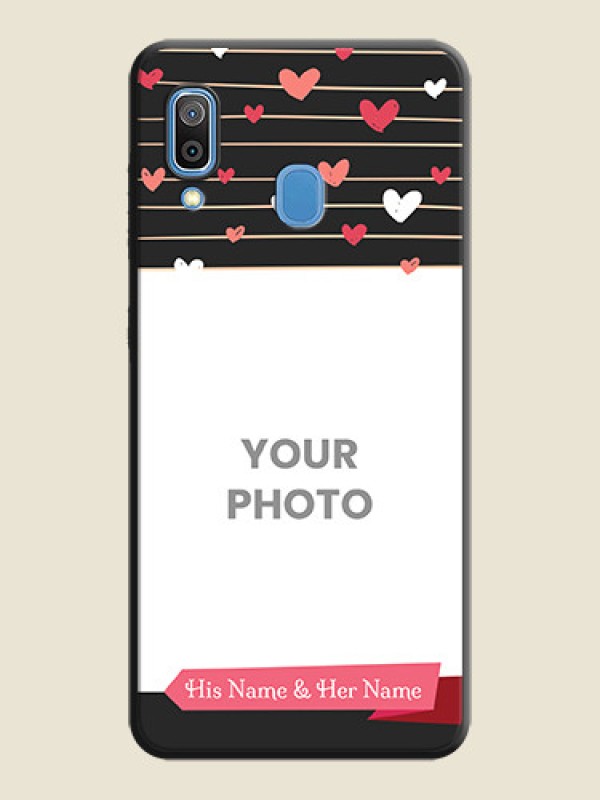Custom Love Pattern with Name on Pink Ribbon  - Photo on Space Black Soft Matte Back Cover - Galaxy A30 - alternate view