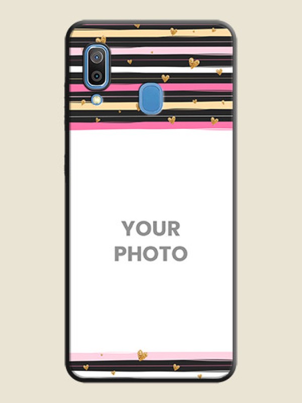 Custom Multicolor Lines and Golden Love Symbols Design - Photo on Space Black Soft Matte Mobile Cover - Galaxy A30 - alternate view