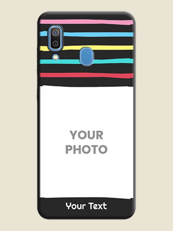 Custom Multicolor Lines with Image on Space Black Personalized Soft Matte Phone Covers - Galaxy A30 - alternate view