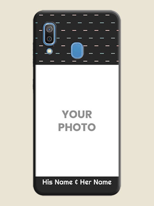 Custom Line Pattern Design with Text on Space Black Custom Soft Matte Phone Back Cover - Galaxy A30 - alternate view