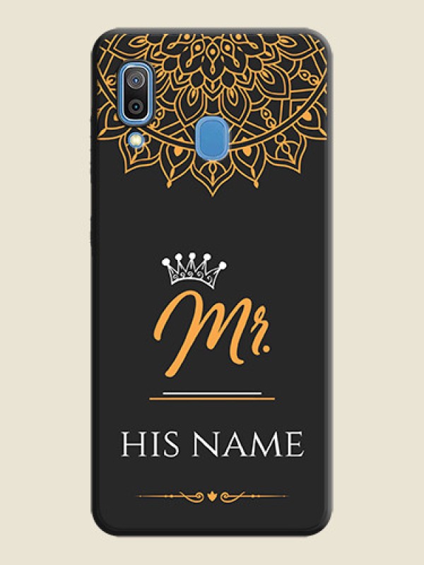 Custom Mr Name with Floral Design  on Personalised Space Black Soft Matte Cases - Galaxy A30 - alternate view