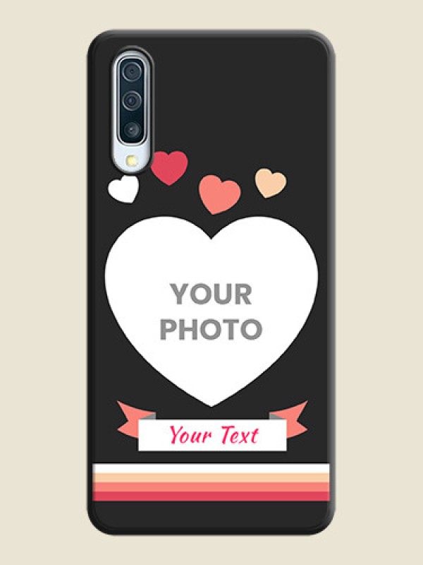 Custom Love Shaped Photo with Colorful Stripes on Personalised Space Black Soft Matte Cases - Galaxy A30S - alternate view