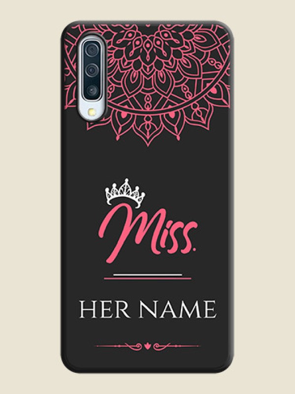 Custom Mrs Name with Floral Design on Space Black Personalized Soft Matte Phone Covers - Galaxy A30S - alternate view