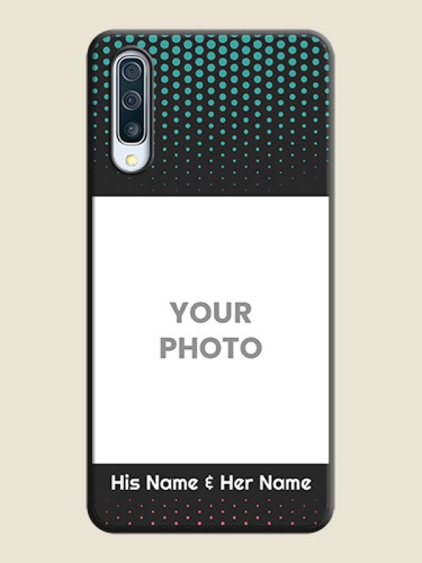 Custom Faded Dots with Grunge Photo Frame and Text on Space Black Custom Soft Matte Phone Cases - Galaxy A30S - alternate view