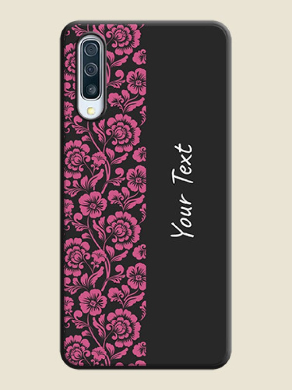 Custom Pink Floral Pattern Design With Custom Text On Space Black Personalized Soft Matte Phone Covers -Samsung Galaxy A30S - alternate view