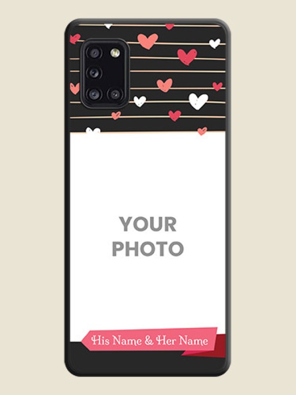 Custom Love Pattern with Name on Pink Ribbon  on Photo on Space Black Soft Matte Back Cover - Galaxy A31 - alternate view