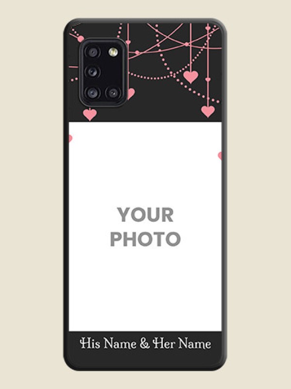 Custom Pink Love Hangings with Text on Space Black Custom Soft Matte Back Cover - Galaxy A31 - alternate view