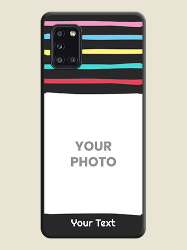 Custom Multicolor Lines with Image on Space Black Personalized Soft Matte Phone Covers - Galaxy A31 - alternate view
